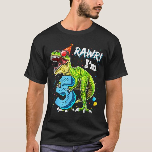 T-shirt Rawr I'm 5 5th Birthday T Rex Dinosaur Funny Party (Devant)