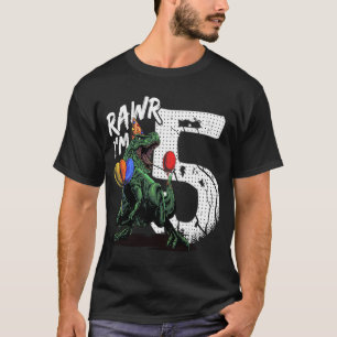 T-shirt Rawr I'm 5 Dinosaur Rex 5e anniversaire garçon fil