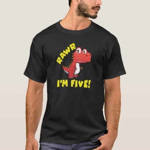 T-shirt Rawr I'm 5 Dinosaur Rex pour cinq ans Anniversaire