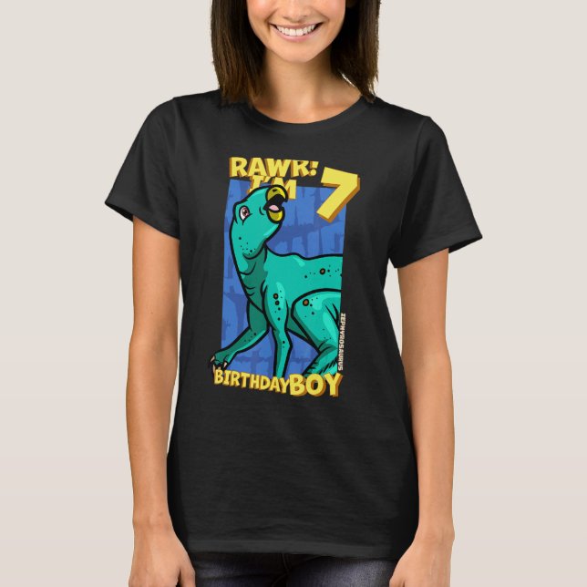 T-shirt Rawr I'm 7 Birthday Boys 7th Birthday Dino Zephyr (Devant)