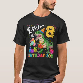 T-shirt Rawr I'm 8 Birthday Boy Dinosaur T Rex 8Th Birthda