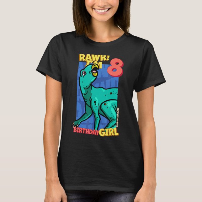 T-shirt Rawr I'm 8 Birthday Girls 8th Birthday Dino Zephyr (Devant)
