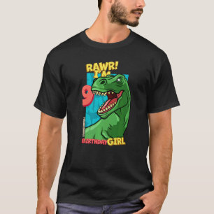 T-shirt Rawr I'm 9 Birthday Girls 9th Birthday Dino Tyrann