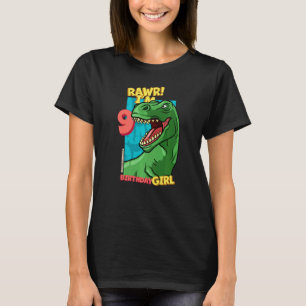 T-shirt Rawr I'm 9 Birthday Girls 9th Birthday Dino Tyrann
