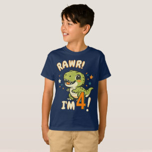 T-shirt Rawr j'ai 4 ans bébé T-Rex Anniversaire Nom