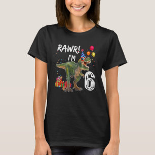 T-shirt Rawr j'ai 6 ans Fête d'anniversaire 6ème Rex Dinos
