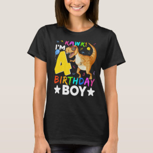 T-shirt Rawr Je suis 4e anniversaire garçon Dinosaur 4 ans