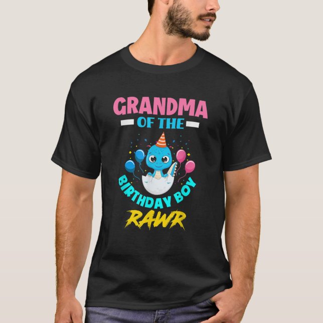 T-shirt RAWR Je suis la grand-mère du garçon d'anniversair (Devant)