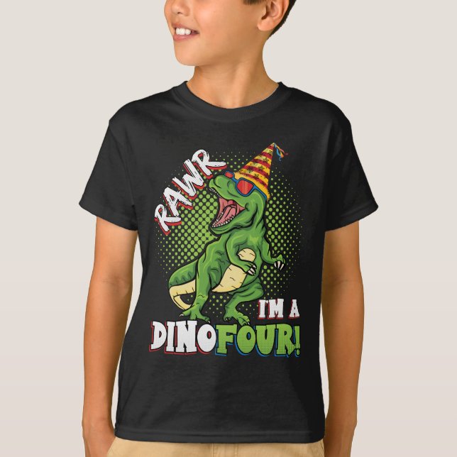 T-shirt Rawr Je suis un Dinofour 4e anniversaire Dinosaur  (Devant)