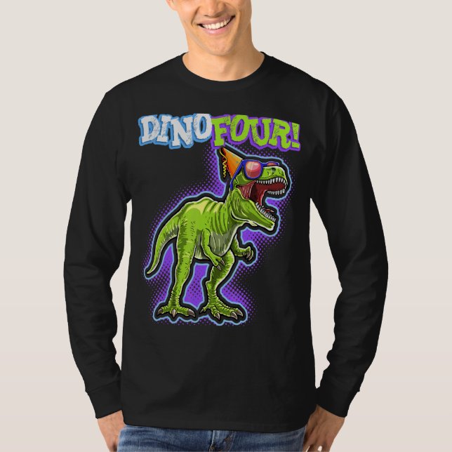 T-shirt Rawr Je suis un Dinofour Rex Dinosaur 4e Anniversa (Devant)