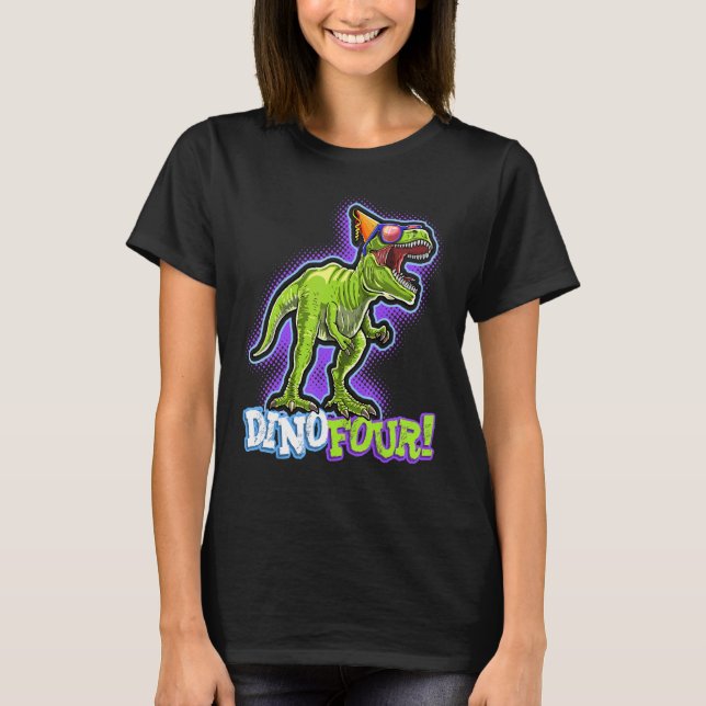T-shirt Rawr Je suis un Dinofour Rex Dinosaur 4e Anniversa (Devant)