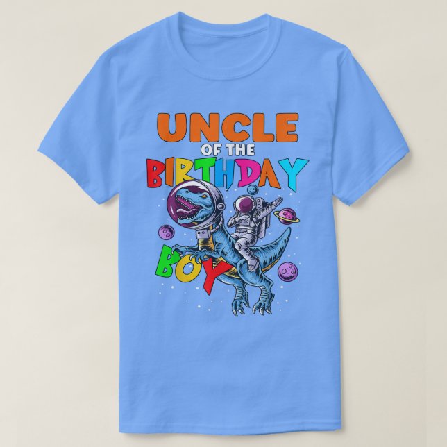 T-shirt Rawr Oncle Of The Birthday Boy Astronaut Riding Di (Design devant)