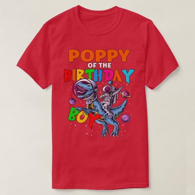 T-shirt Rawr Poppy Of Anniversaire Garçon Astronaut Riding (Design devant)