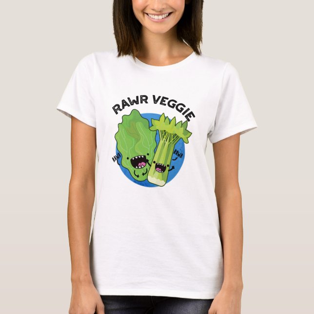 T-shirt Rawr Veggie Funny Food Pun (Devant)