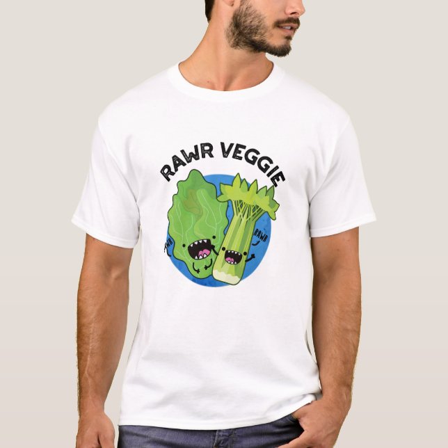 T-shirt Rawr Veggie Funny Food Pun (Devant)