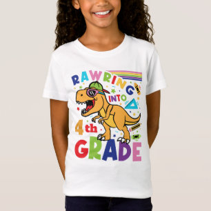 T-Shirt Rawring into 4th Grade Back to School Kids
