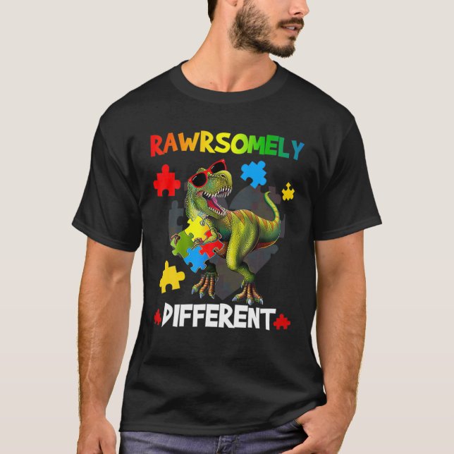 T-shirt Rawrsomely Different Dinosaur Autism Awareness Puz (Devant)