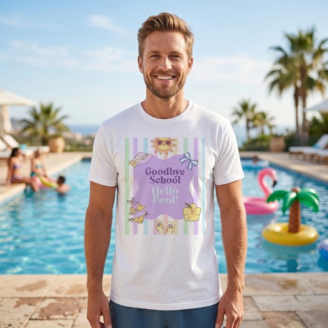 T-shirt rayé Goodbye School Hello Pool  (Créateur téléchargé)