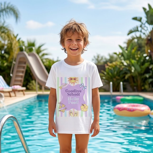 T-Shirt rayé Goodbye School Hello Pool  (Créateur téléchargé)