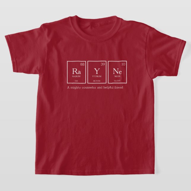 T-shirt Rayne nom signifiant éléments de table chimie  (Poser)