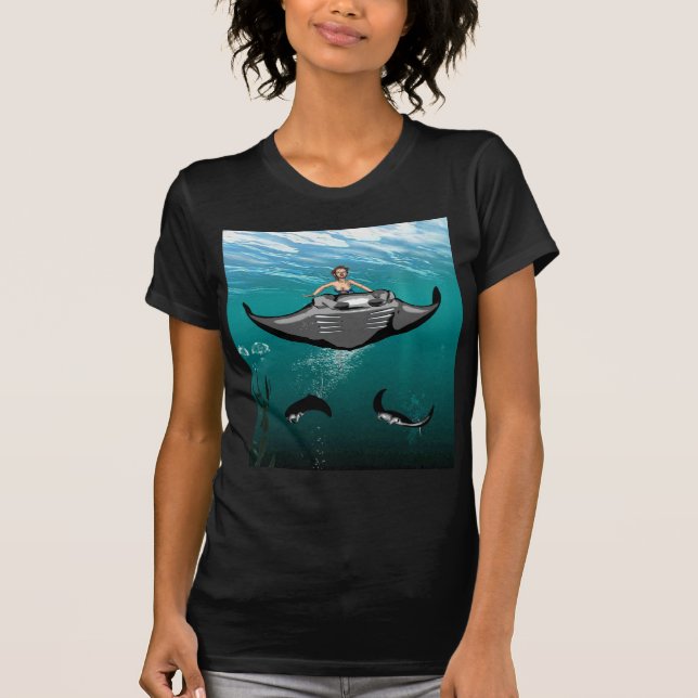 T-shirt Rayon de Manta avec la sirène (Devant)