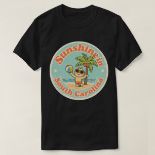 T-shirt Rayon de soleil en Caroline du Sud_ Palmier Rétro 