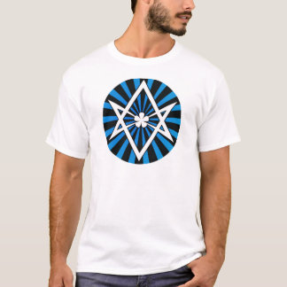 T-shirt Rayon de soleil unicursale de bleu de Hexagram de