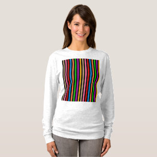 T-shirt Rayures arc-en-ciel colorées - Noir