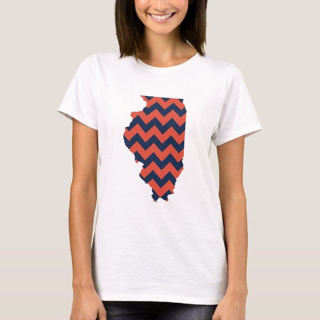 T-shirt Rayures bleues et oranges de l'Illinois Chevron (Devant)