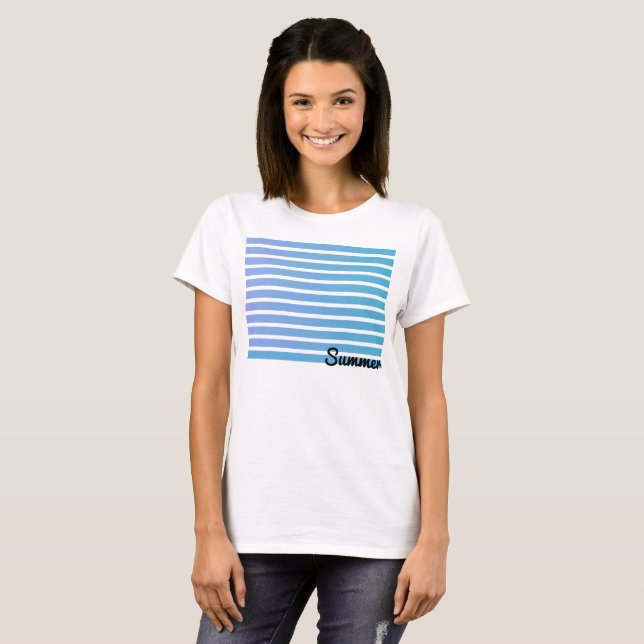 T-shirt Rayures Bleues Ombre Été (Devant entier)