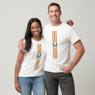 T-shirt Rayures Bronze Moderne Monogramme