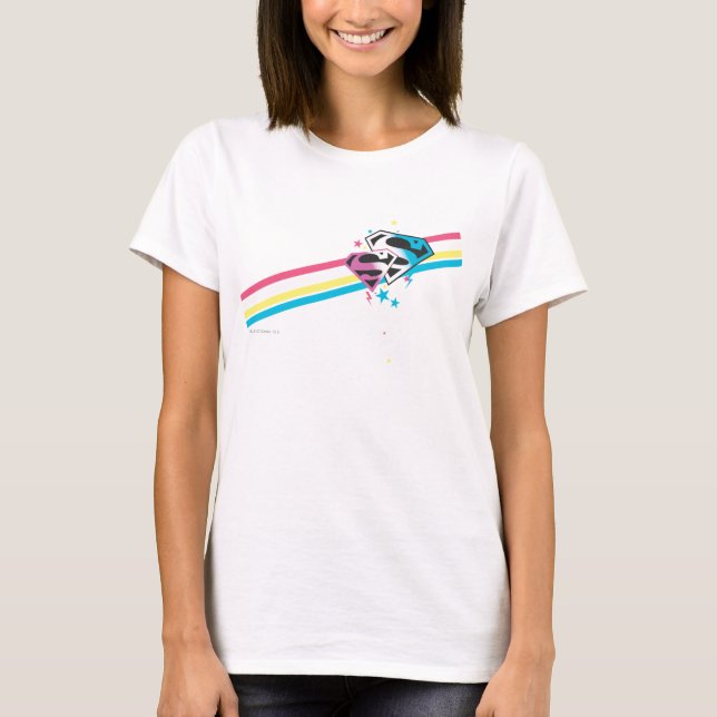 T-shirt Rayures d'arc-en-ciel de Supergirl (Devant)