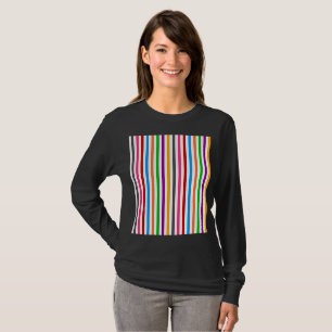 T-shirt Rayures de lignes arc-en-ciel colorées - Blanc