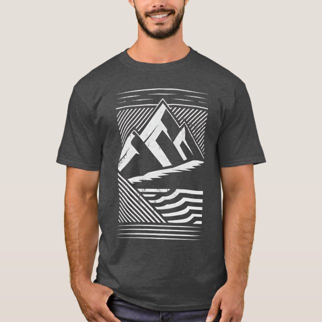 T-shirt Rayures de Montagne Extérieur (Devant)