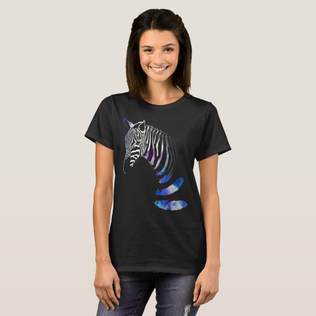 T-shirt Rayures de plumes d'animal de zèbre, (Devant entier)