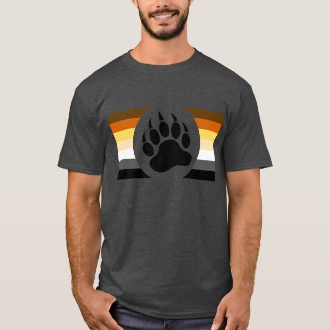 T-shirt rayures du drapeau de la fierté Bear Paw Bear (Devant)