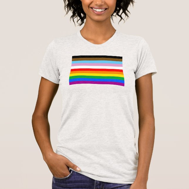 T-shirt Rayures du drapeau de progrès LGBTQ+ (Devant)