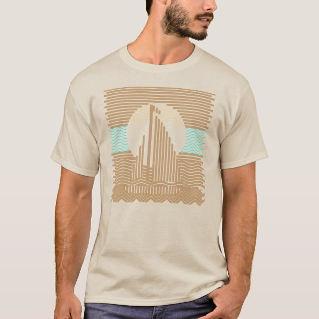 T-shirt Rayures et lignes abrégé sur voilier (Devant)