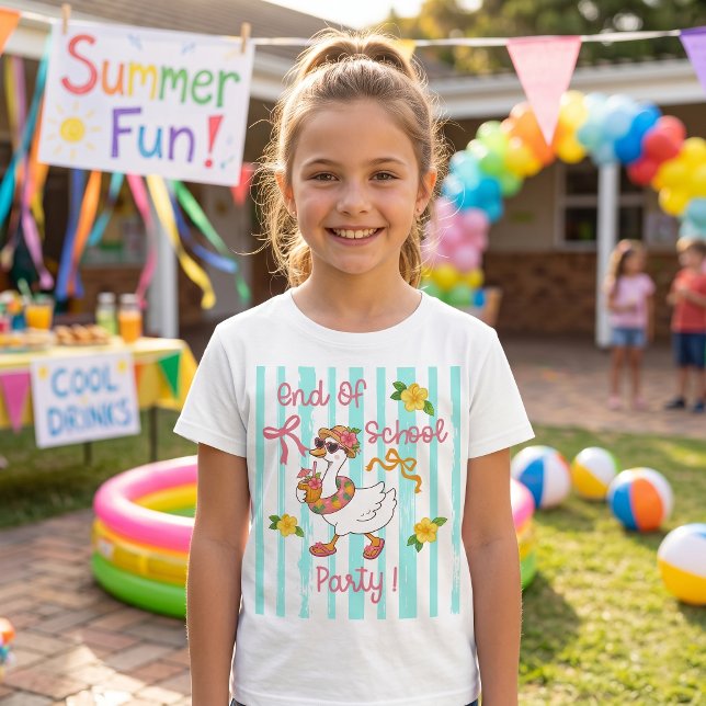 T-Shirt Rayures Fête de Fin d'École Silly Goose  (Créateur téléchargé)