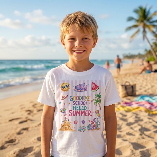 T-Shirt rayures fête d'été Hello  (Créateur téléchargé)