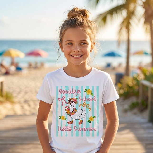 T-Shirt rayures fête d'été Silly Goose Hello  (Créateur téléchargé)