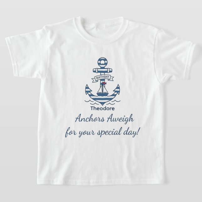 T-shirt Rayures Nautiques Anniversaire Ancre (Poser)
