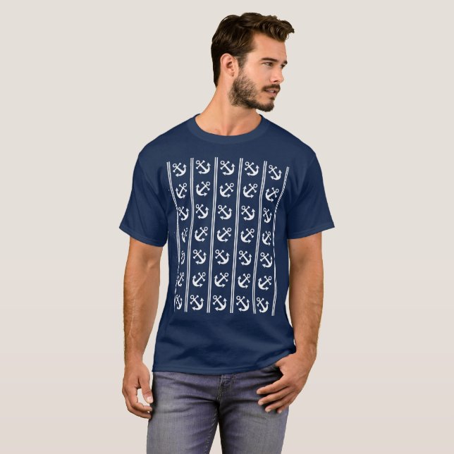 T-shirt Rayures nautiques avec des ancres (Devant entier)