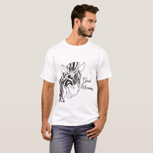 T-shirt Rayures noires/blanches de zèbre mignon "bonjour"