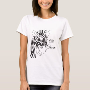 T-shirt Rayures noires/blanches de zèbre mignon de "tout