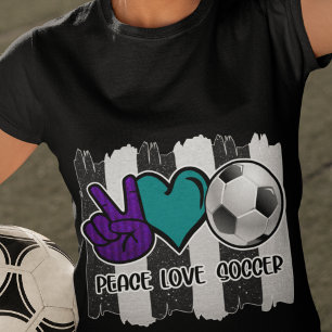 T-Shirt Rayures noires et blanches Paix Amour Football