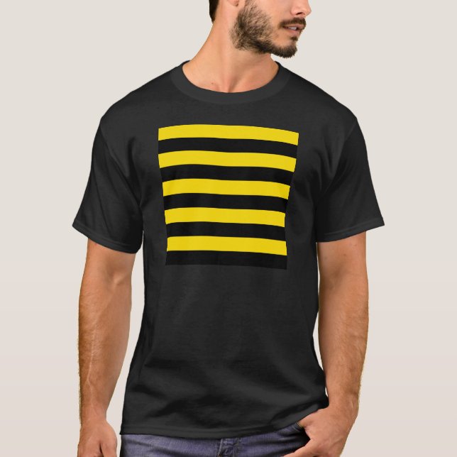 T-shirt Rayures - noires et jaune d'or (Devant)