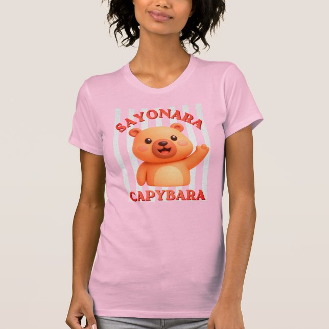 T-shirt Rayures Rétro d'Été SAYONARA CAPYBARA Enseignant (Devant)