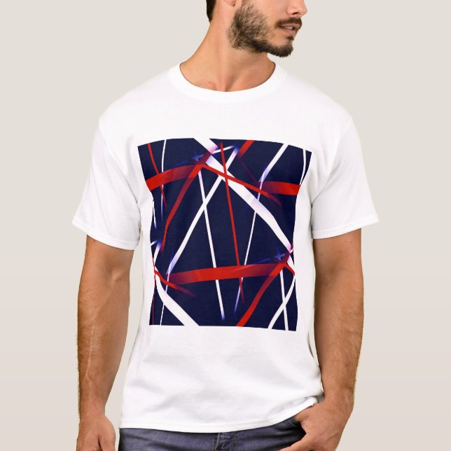 T-shirt Rayures rouges de Criss et blanches croisées sur (Devant)