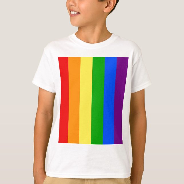 T-SHIRT "RAYURES VERTICALES D'ARC-EN-CIEL " (Devant)